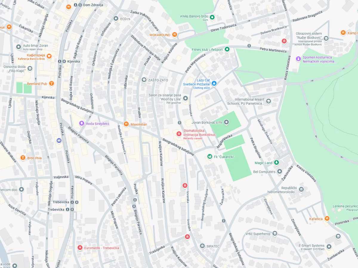 Mapa — Stomatološka ordinacija Bonkolinus, Petra Martinovića 24, Banovo brdo